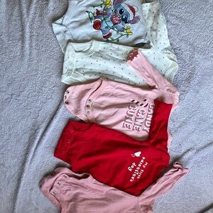 Bundle of 5 Baby Girl Onesies – Size NB | 100% Cotton | GUC